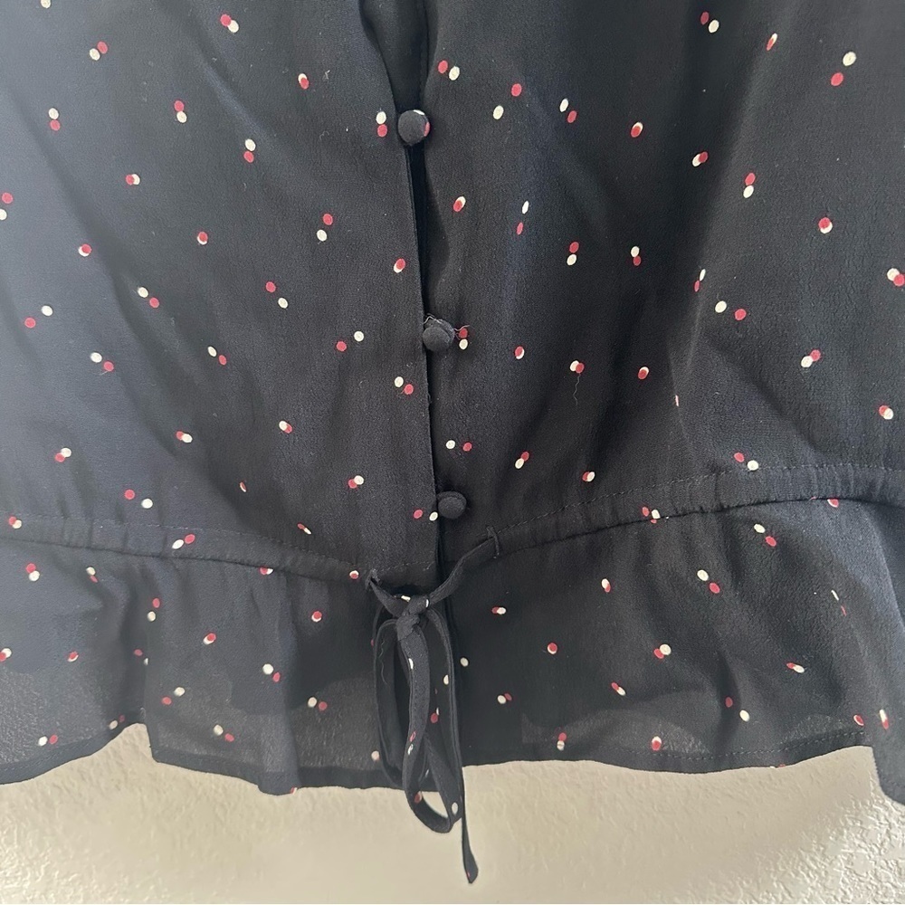 Rails Beaux Blouse Black Offset Dot Button Front … - image 6